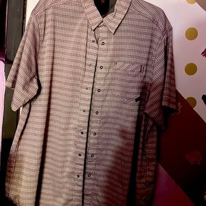 5.11 Tactical XL plaid brown and tan short sleeve button down shirt